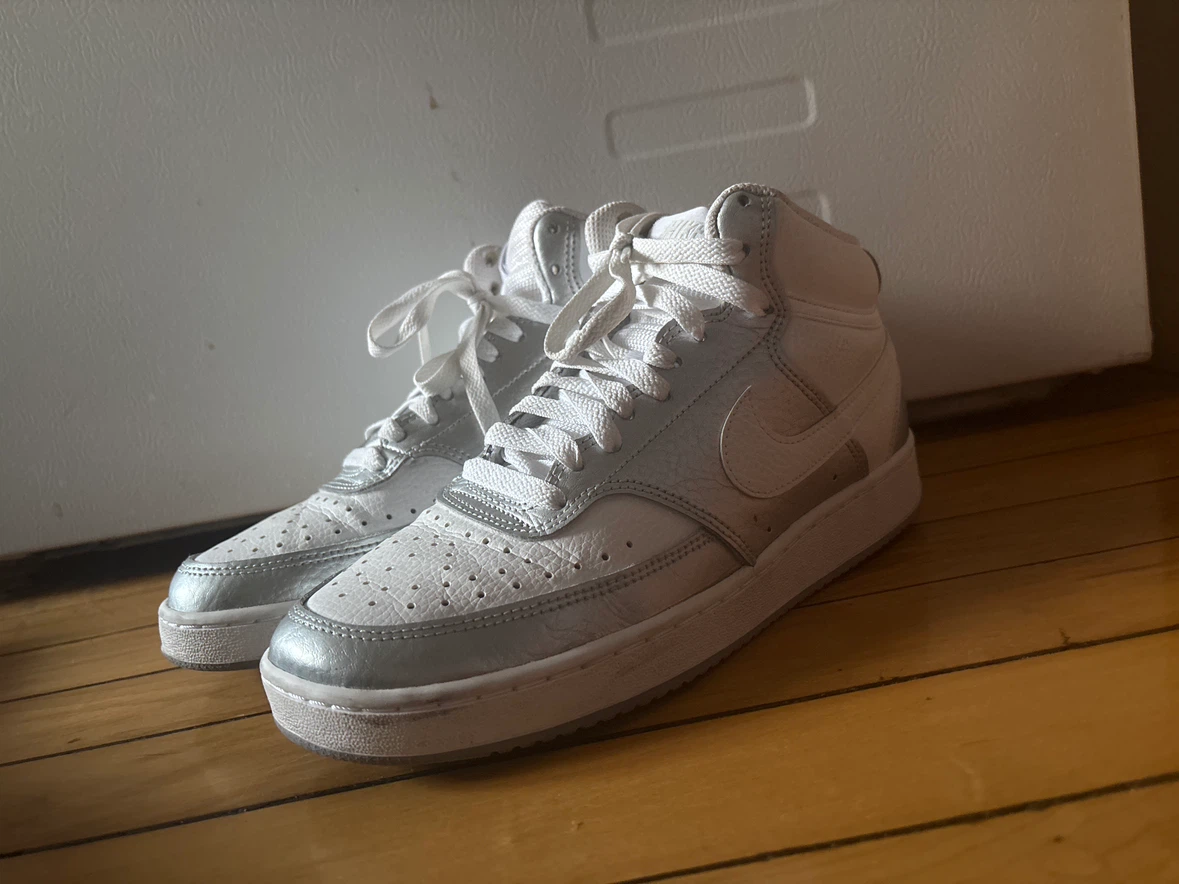 Nike Court Vision Mid White Silver Sneakers