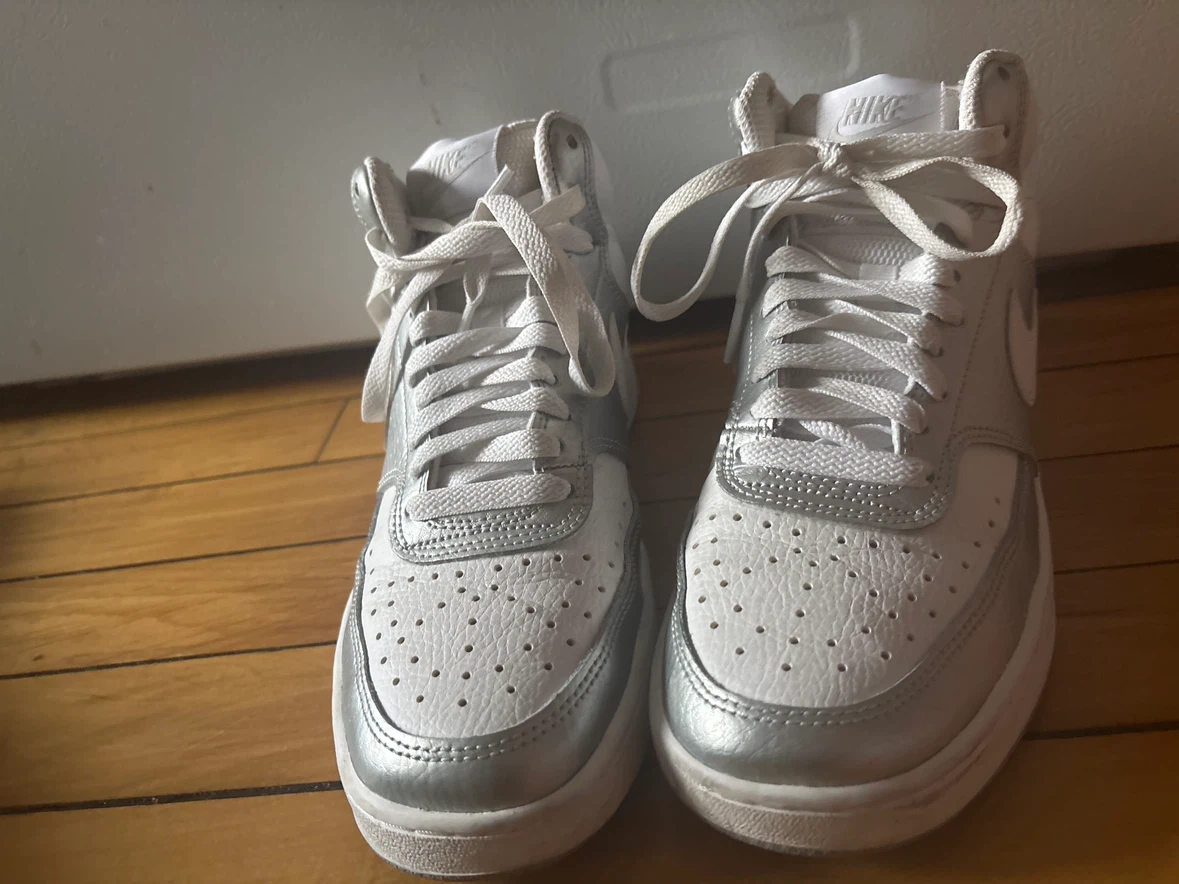 Nike Court Vision Mid White Silver Sneakers - photo 2