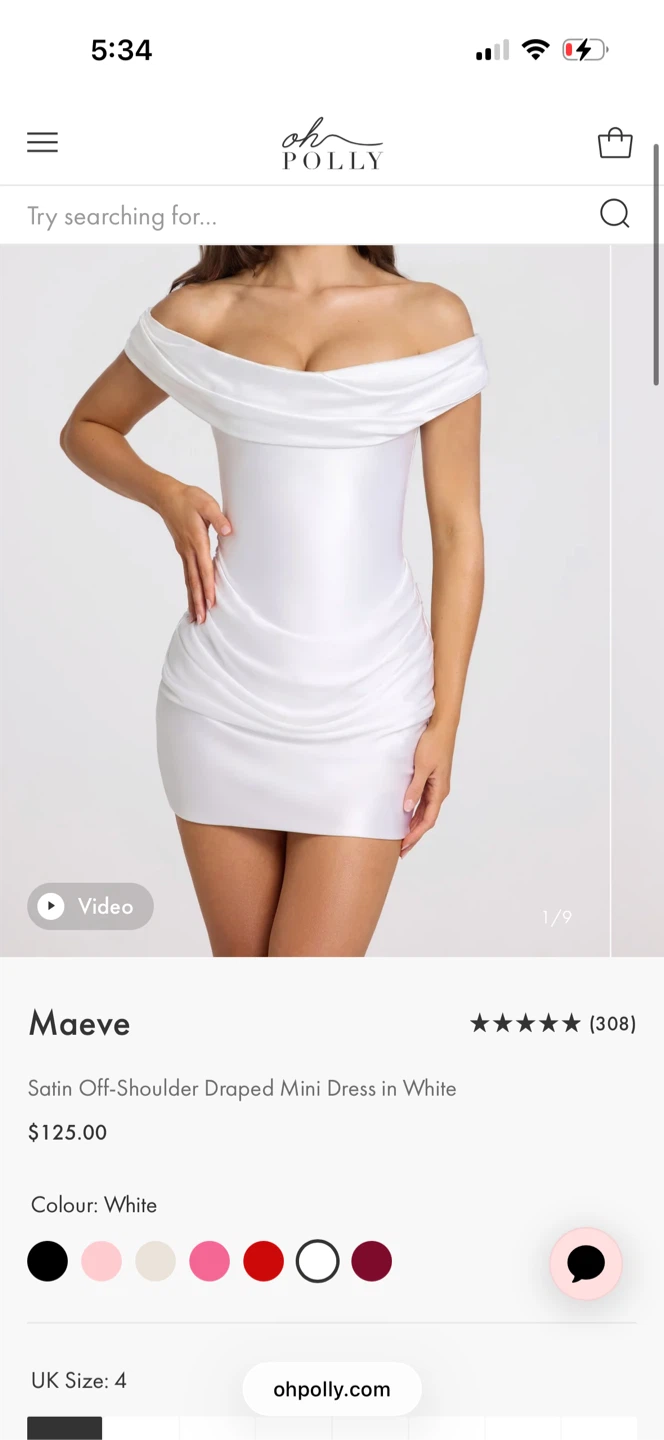 Oh Polly Maeve Satin Off-Shoulder Mini Dress - White