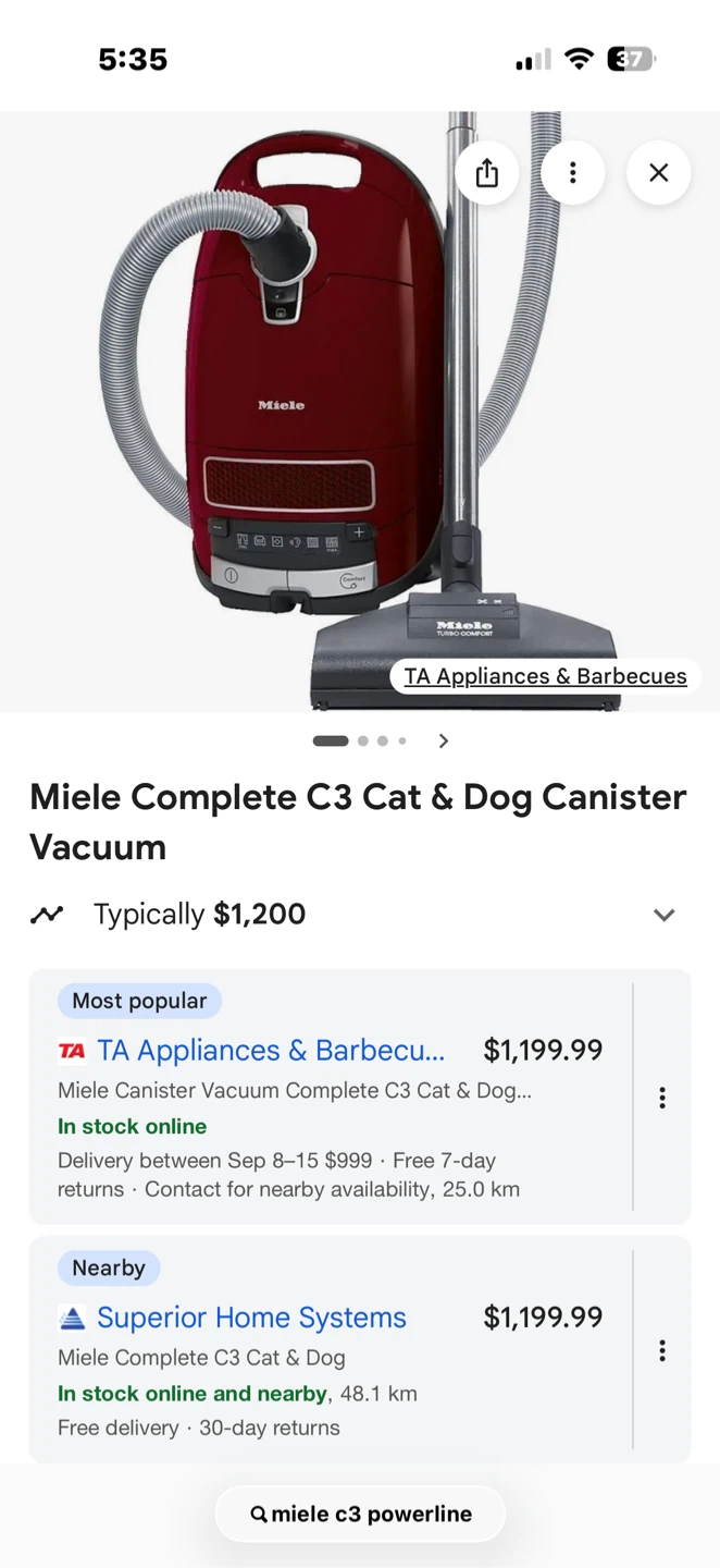 Miele C3 PowerLine Canister Vacuum - photo 3