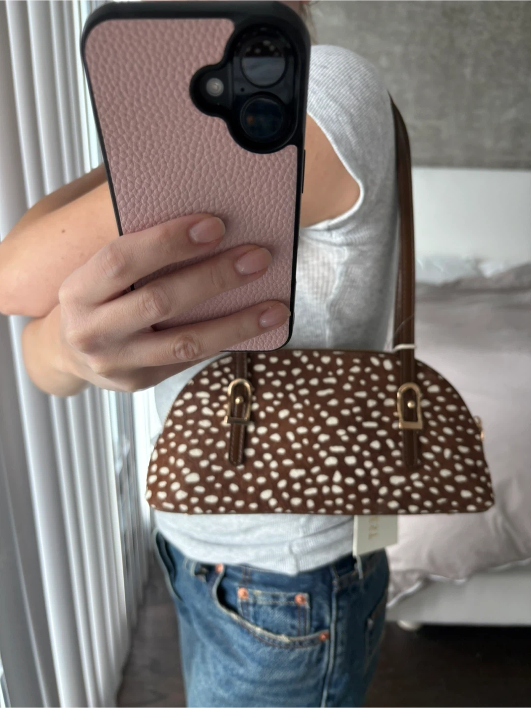 BNWT REAL CALF HAIR bambi print Rachel Zoe Madison West handbag