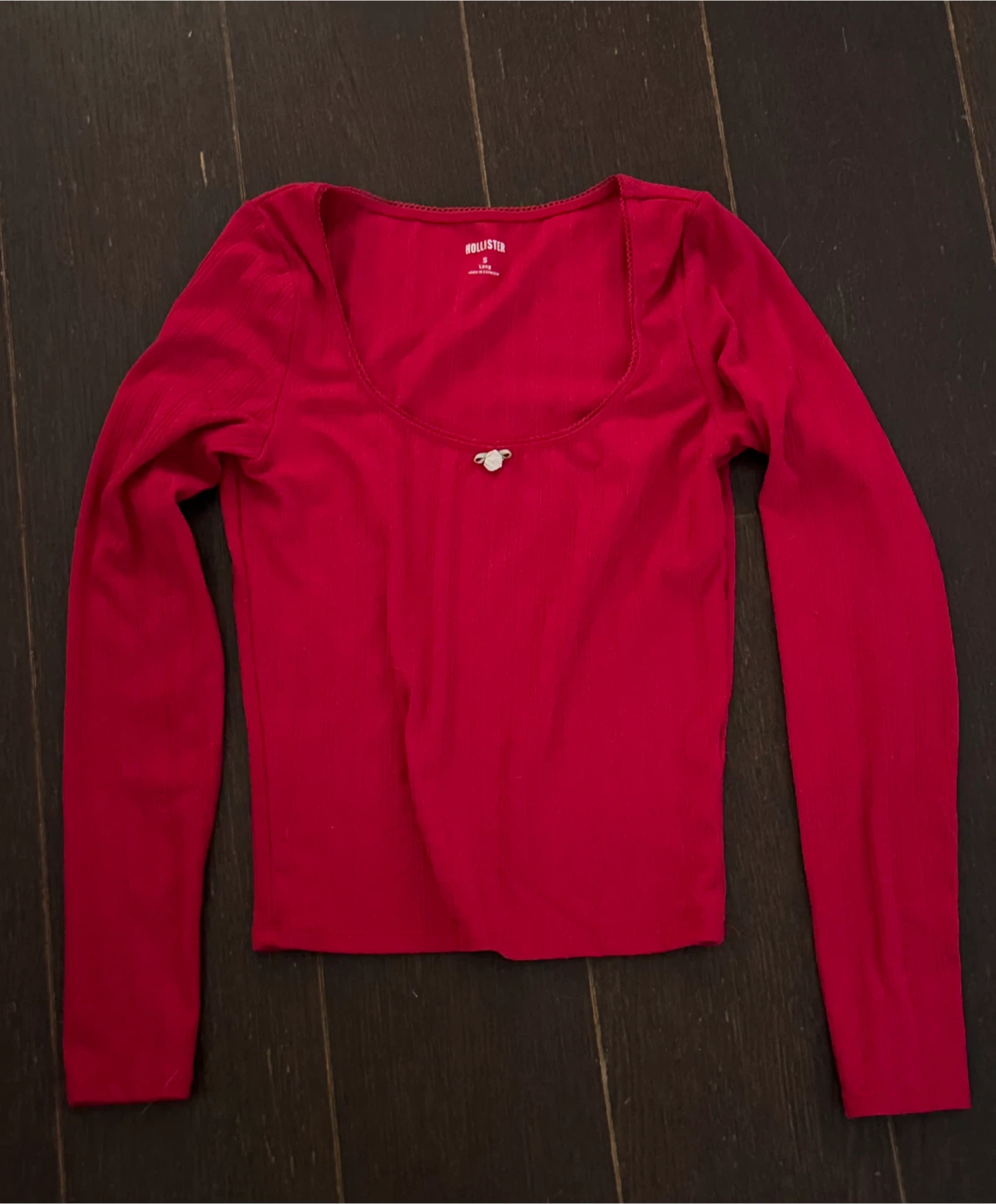 Hollister Red Pointelle Seamless Fabric Scoop Top
