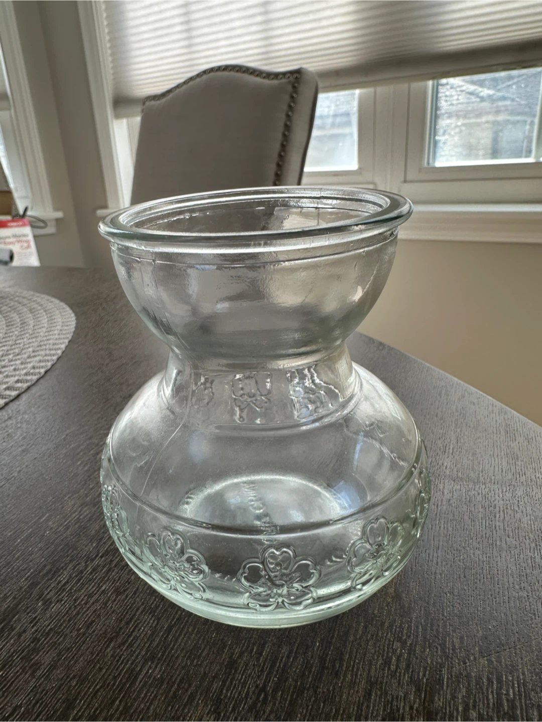 Clear Glass Floral Embossed bud vase