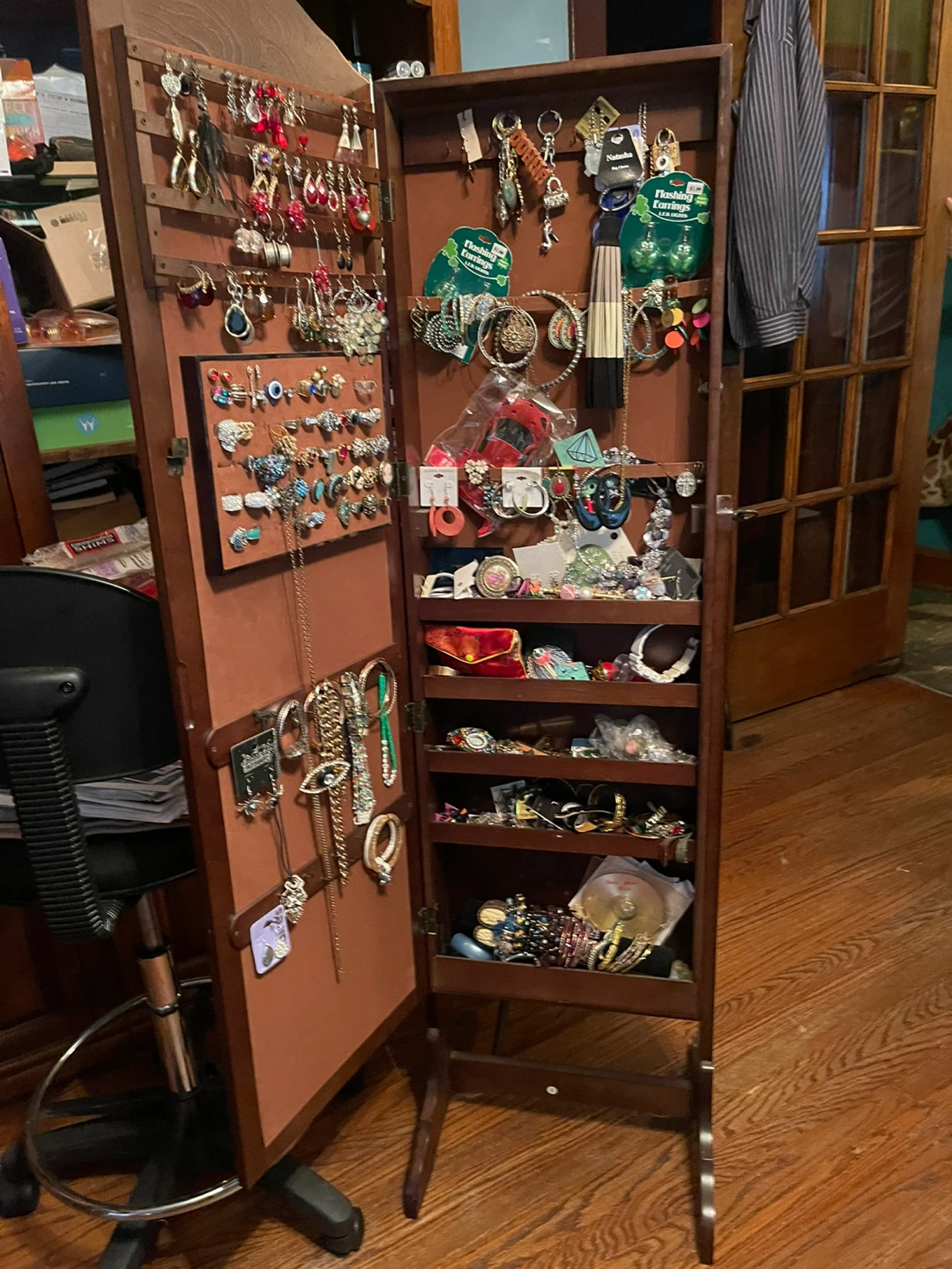 Wooden Standing Jewelry Armoire with Full-Length Mirror - photo 4