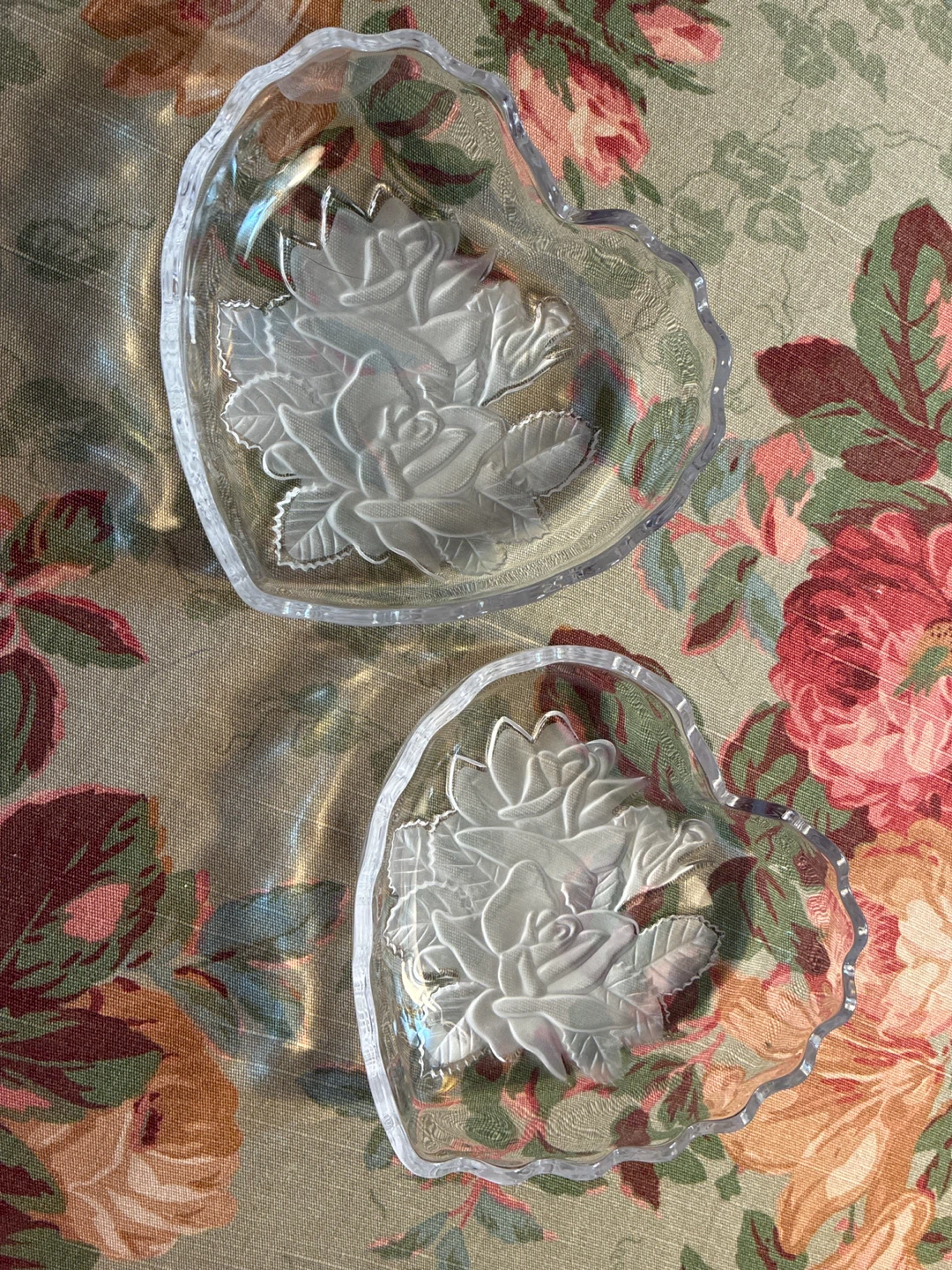 2 Glass Rose Bowls