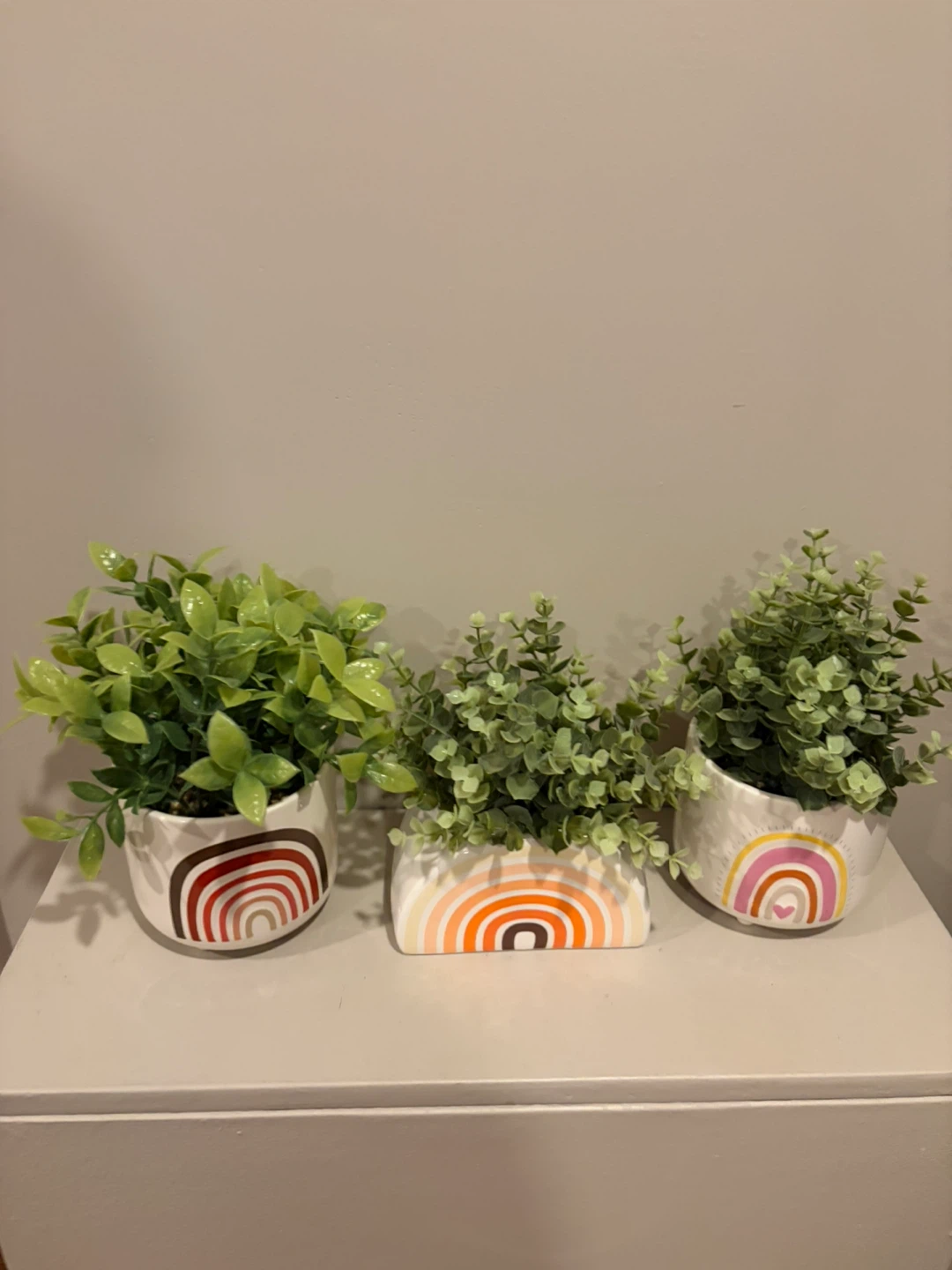Set of 3 Rainbow Planters with Artificial Plants