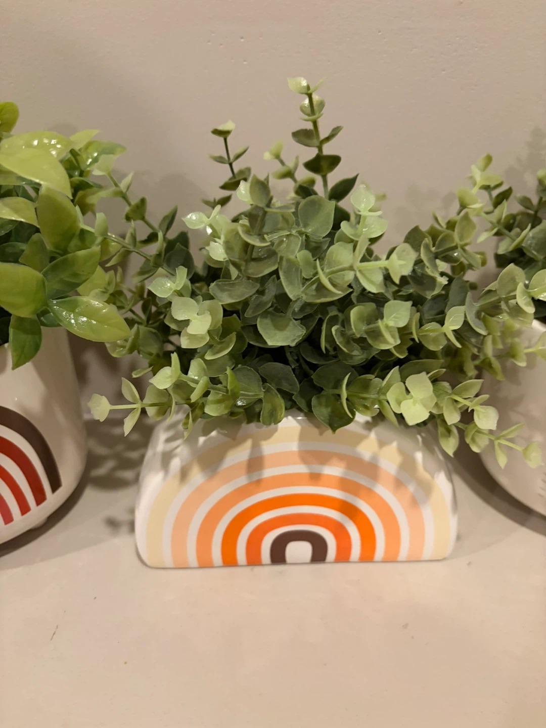 Set of 3 Rainbow Planters with Artificial Plants - photo 3