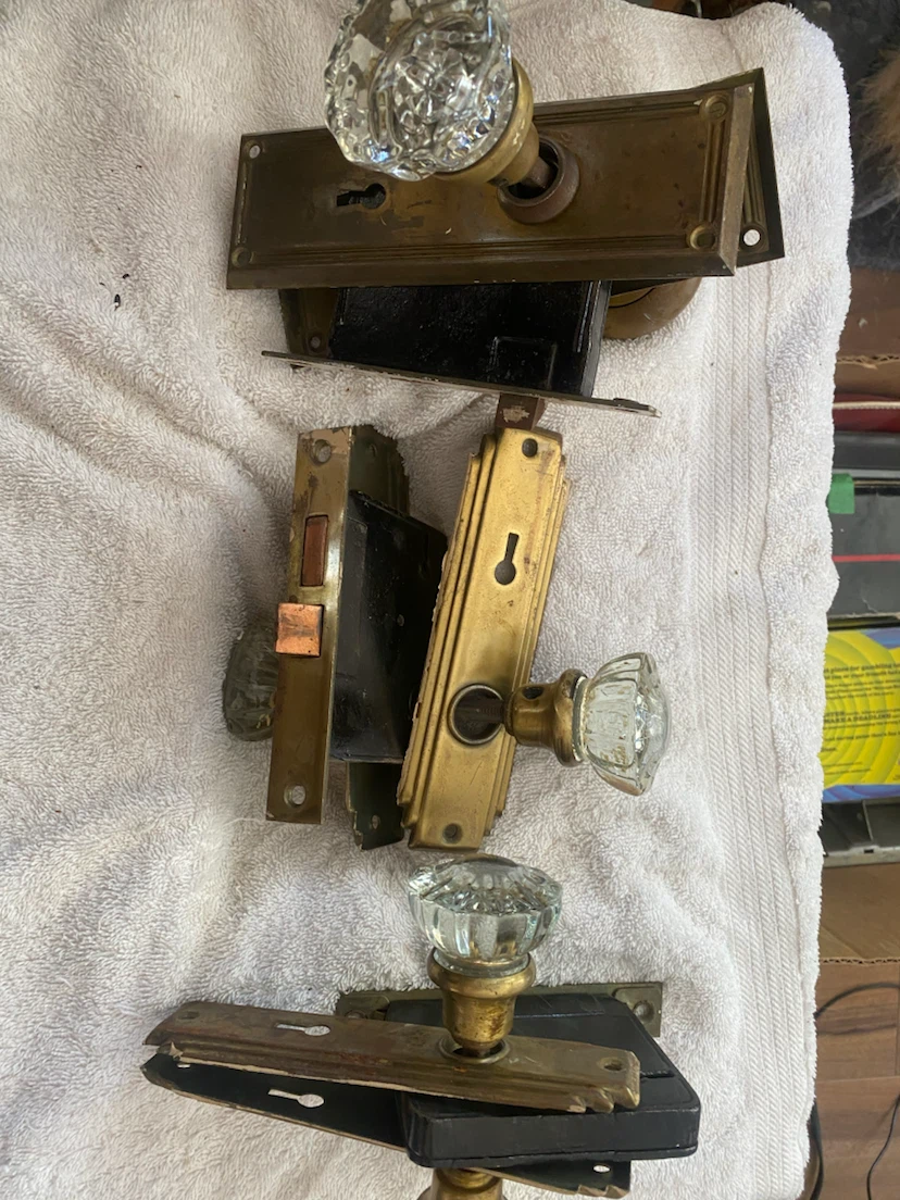 Antique Glass Door Knobs with Hardware