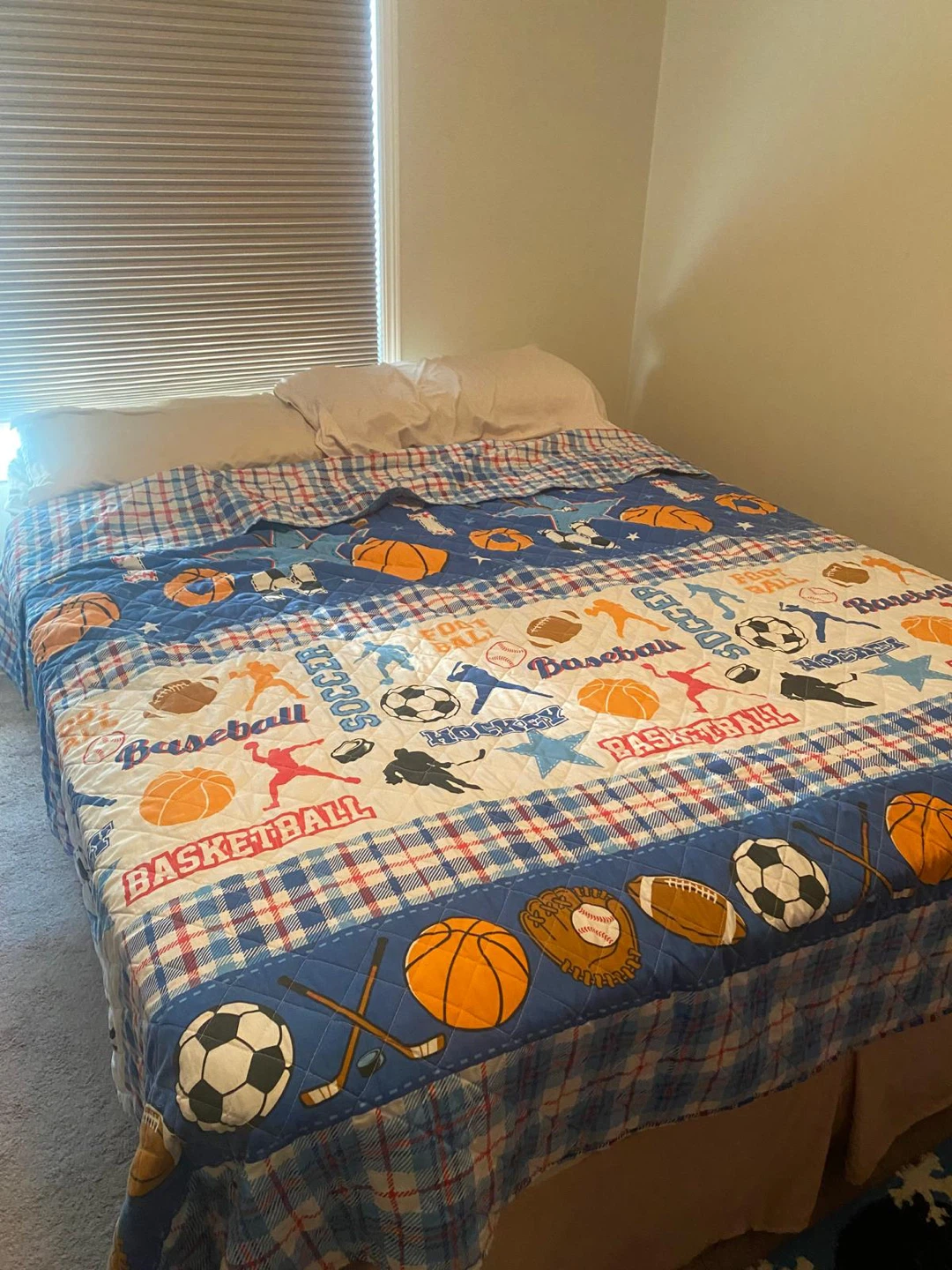 Queen size bed with mattress and frame