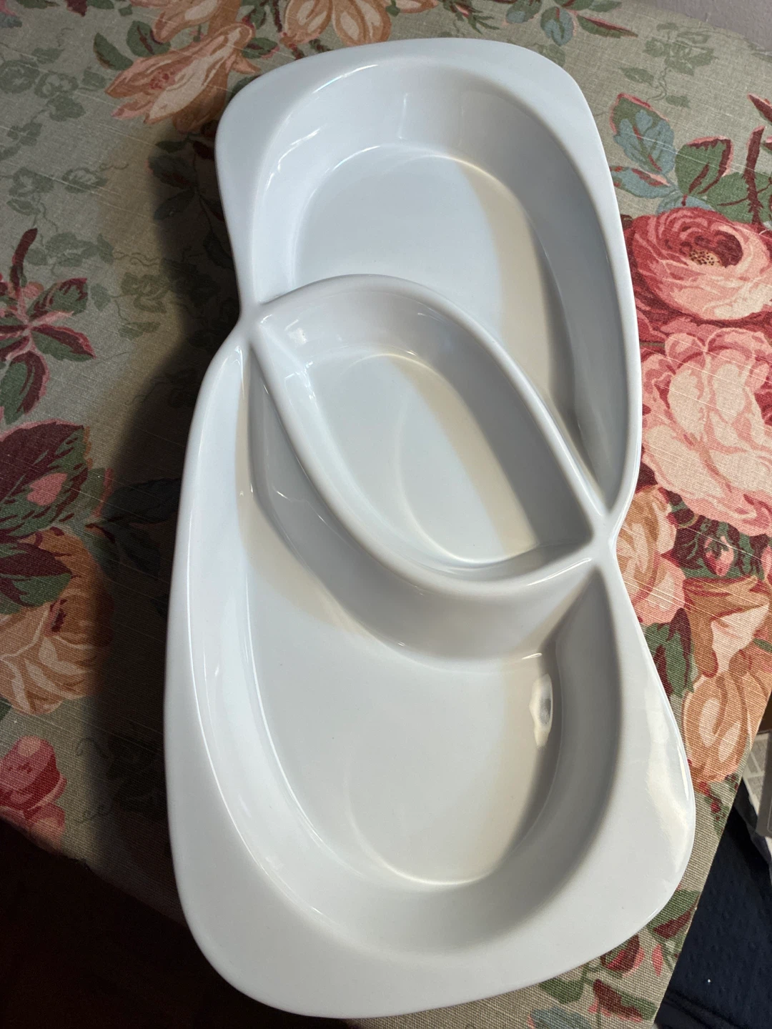 White Ceramic Three-Section Serving Tray