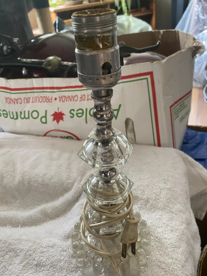 Vintage Glass Table Lamp Base
