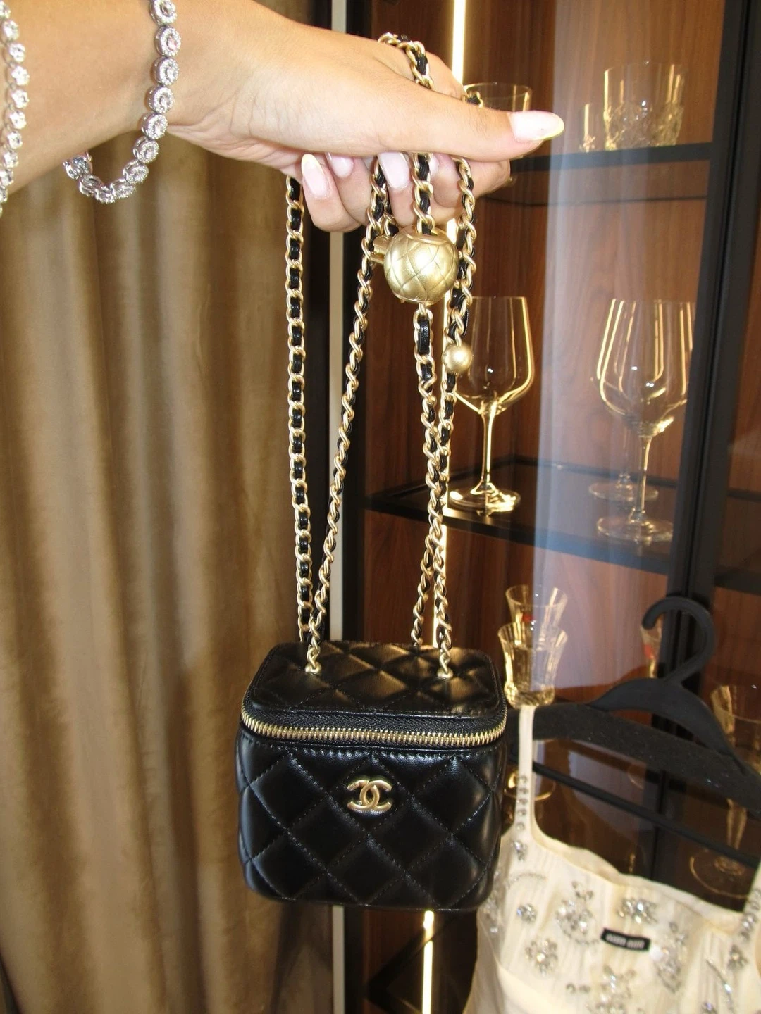 Chanel Black Quilted Vanity Case