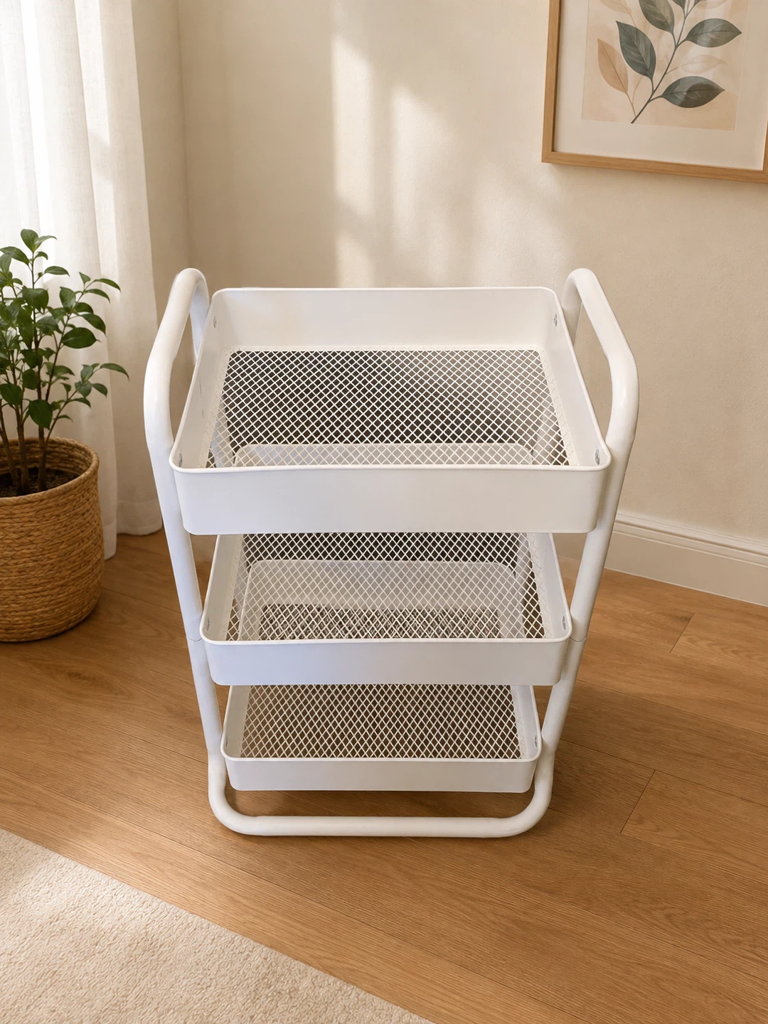 White 3-Tier Rolling Storage Cart