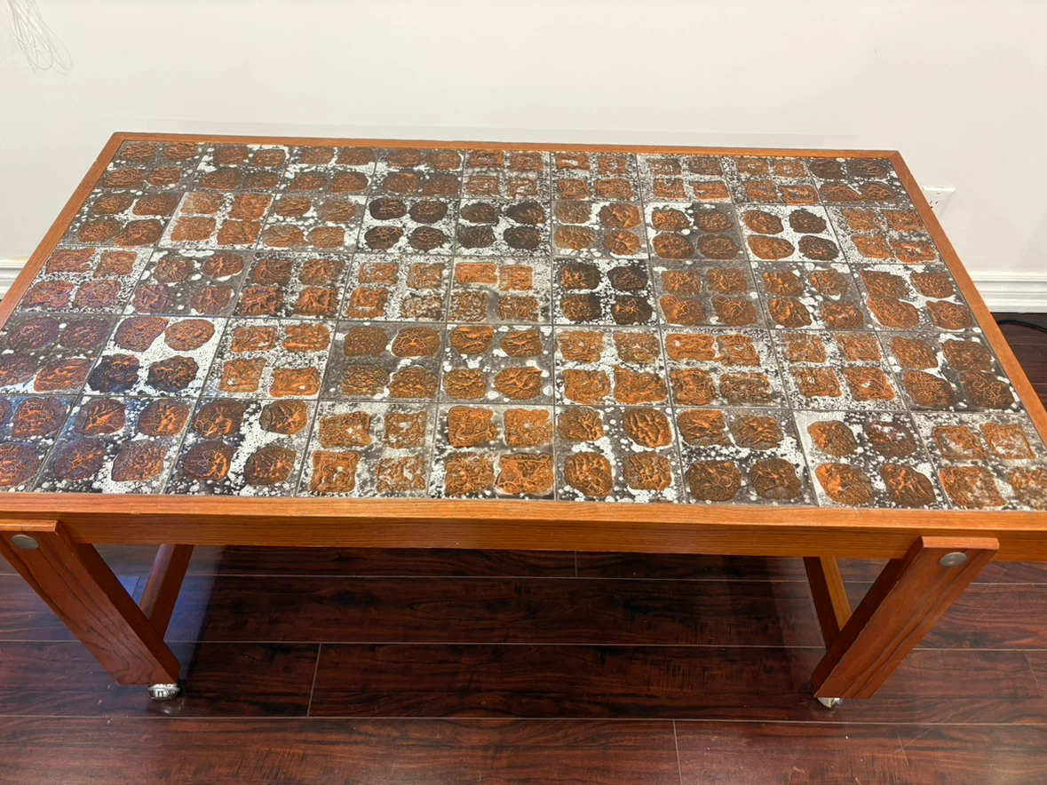 Vintage Tiled Coffee Table on Casters - photo 2