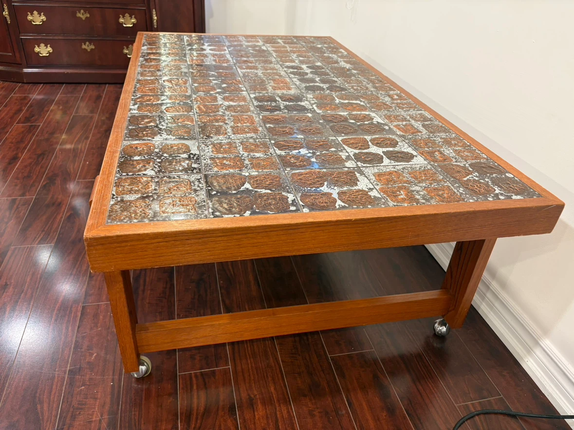 Vintage Tiled Coffee Table on Casters - photo 3