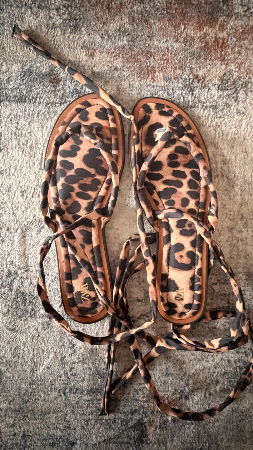 ZARA Tie-Up Flat Sandals - Size 41