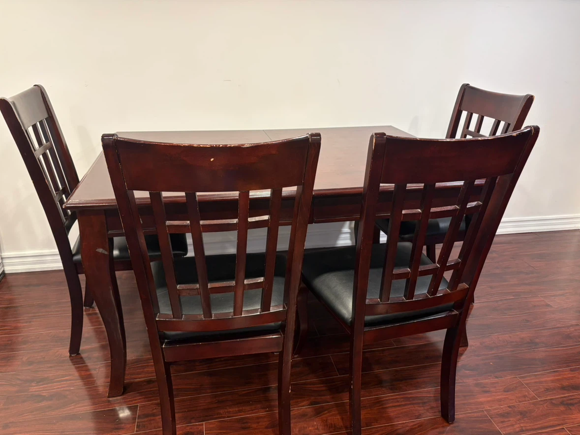 Dark wood dining table with 4 chairs - photo 2