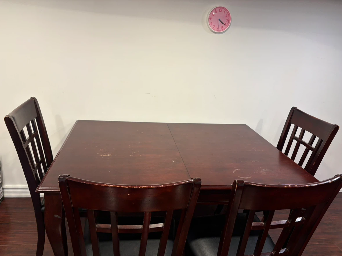 Dark wood dining table with 4 chairs - photo 3