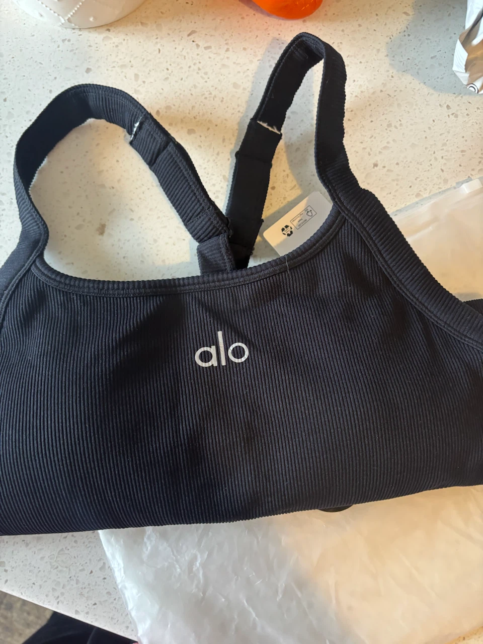 Alo Yoga Ribbed Black Sports Bra