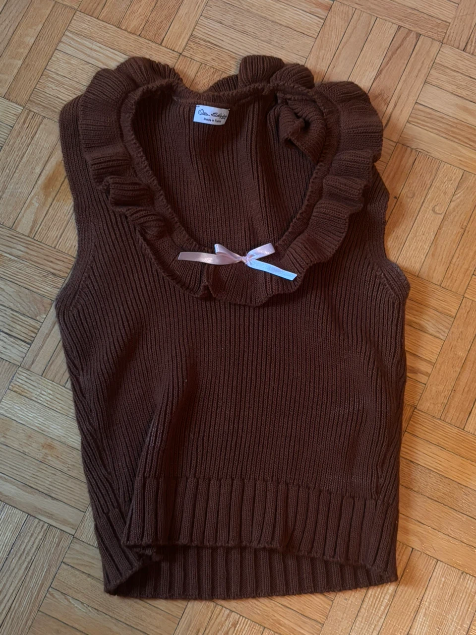 Miss Selfridge Brown Knit Vest
