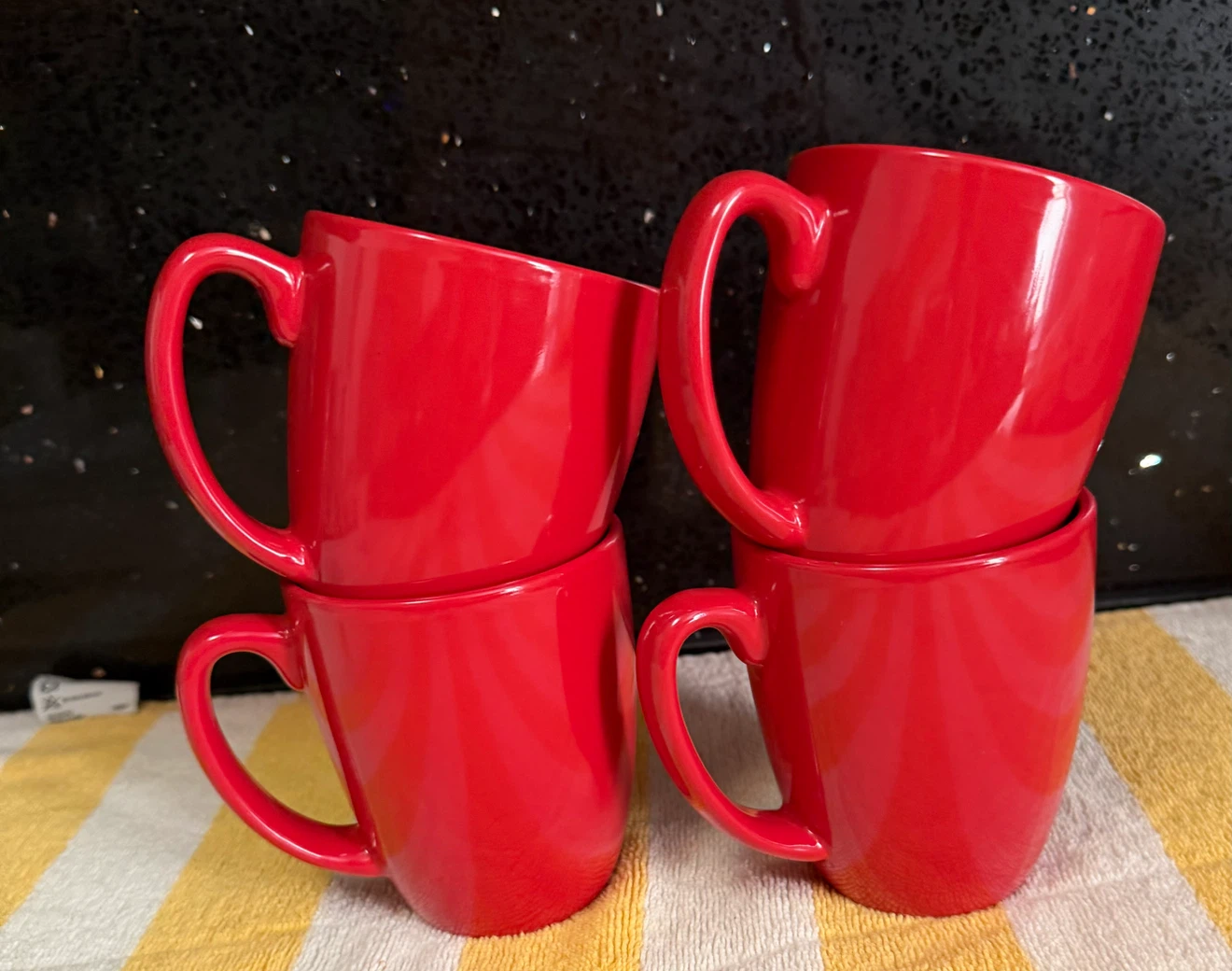 Set of 4 Red Ceramic Coffee Mugs - photo 2