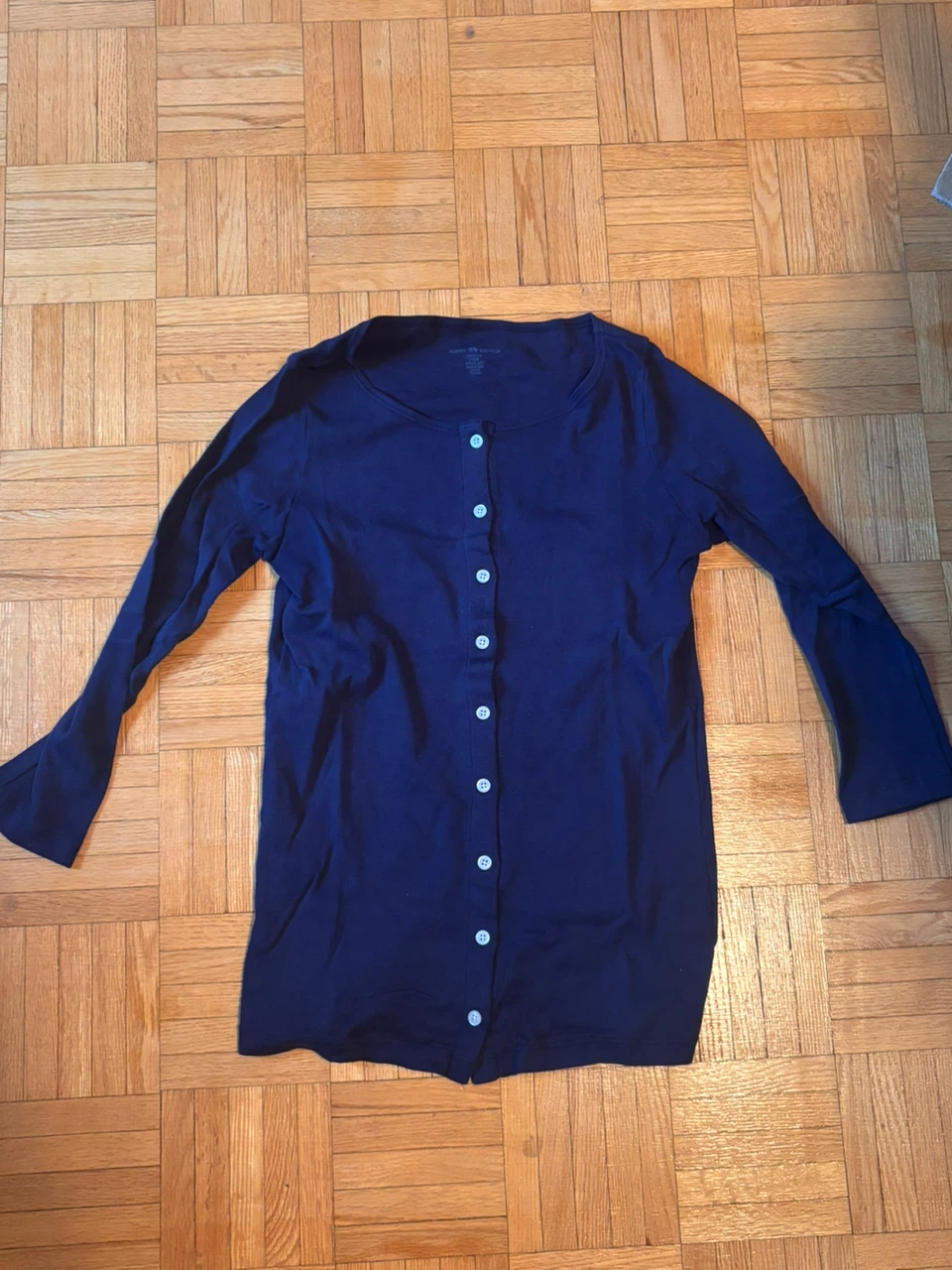 Brandy Melville Navy Long Sleeve Button-Up Top