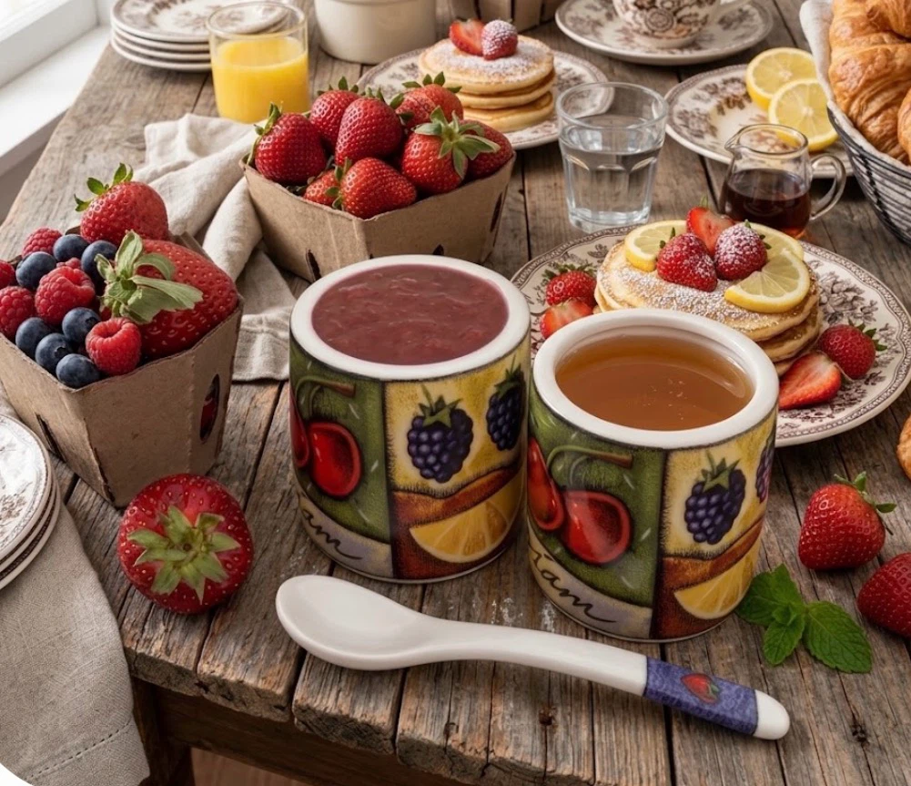VTG Berry Jam Jar + Spoon