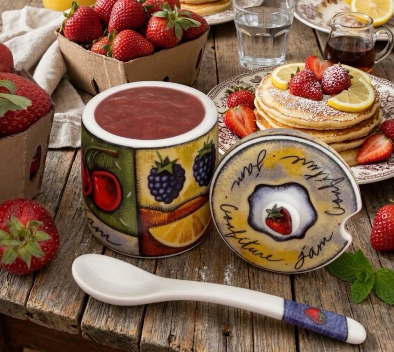 VTG Berry Jam Jar + Spoon - photo 2