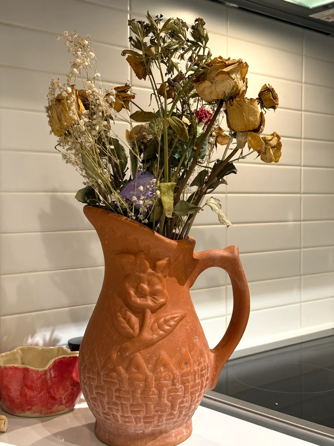Terracotta Pitcher with Embossed Design