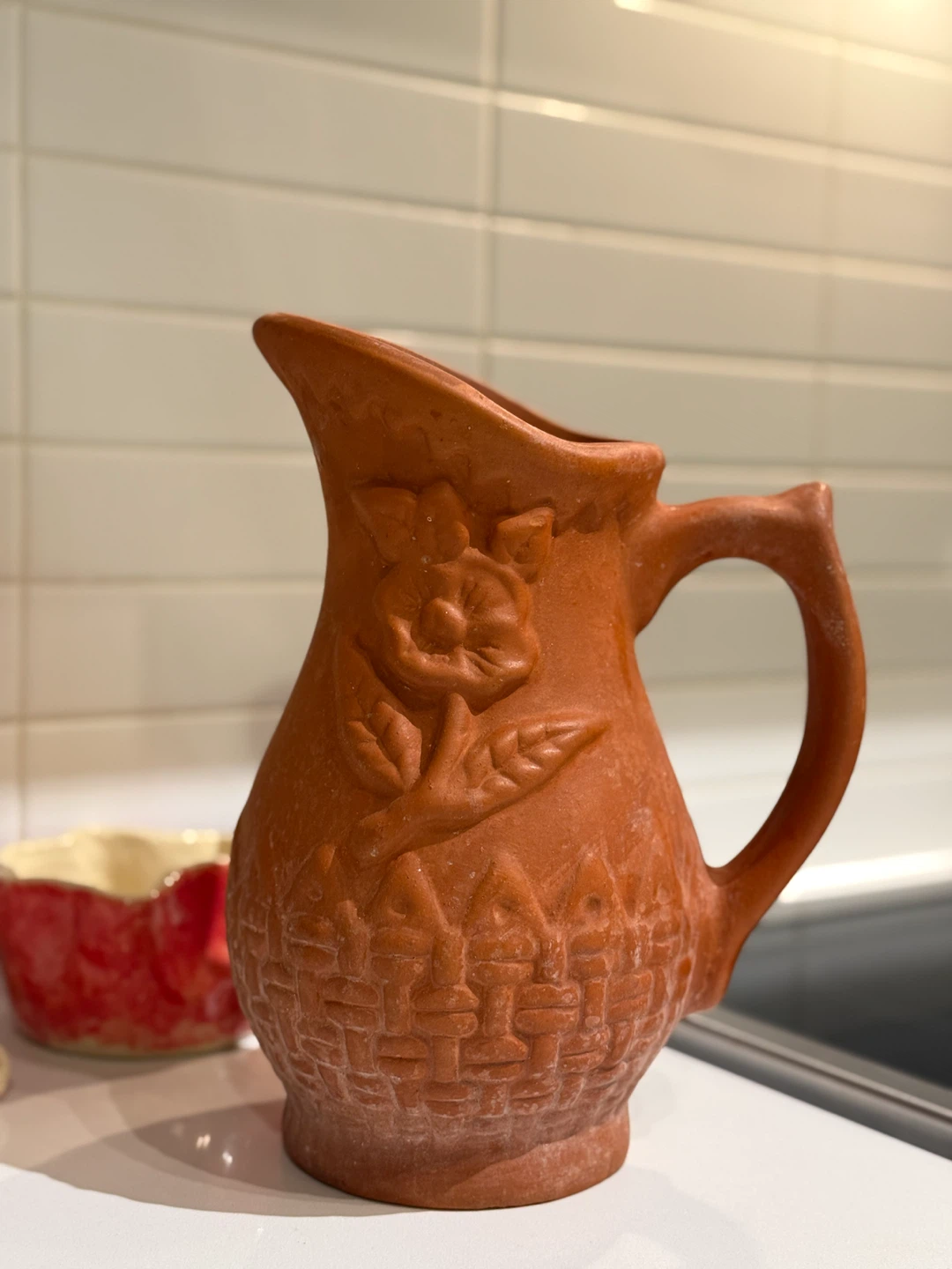 Terracotta Pitcher with Embossed Design - photo 2