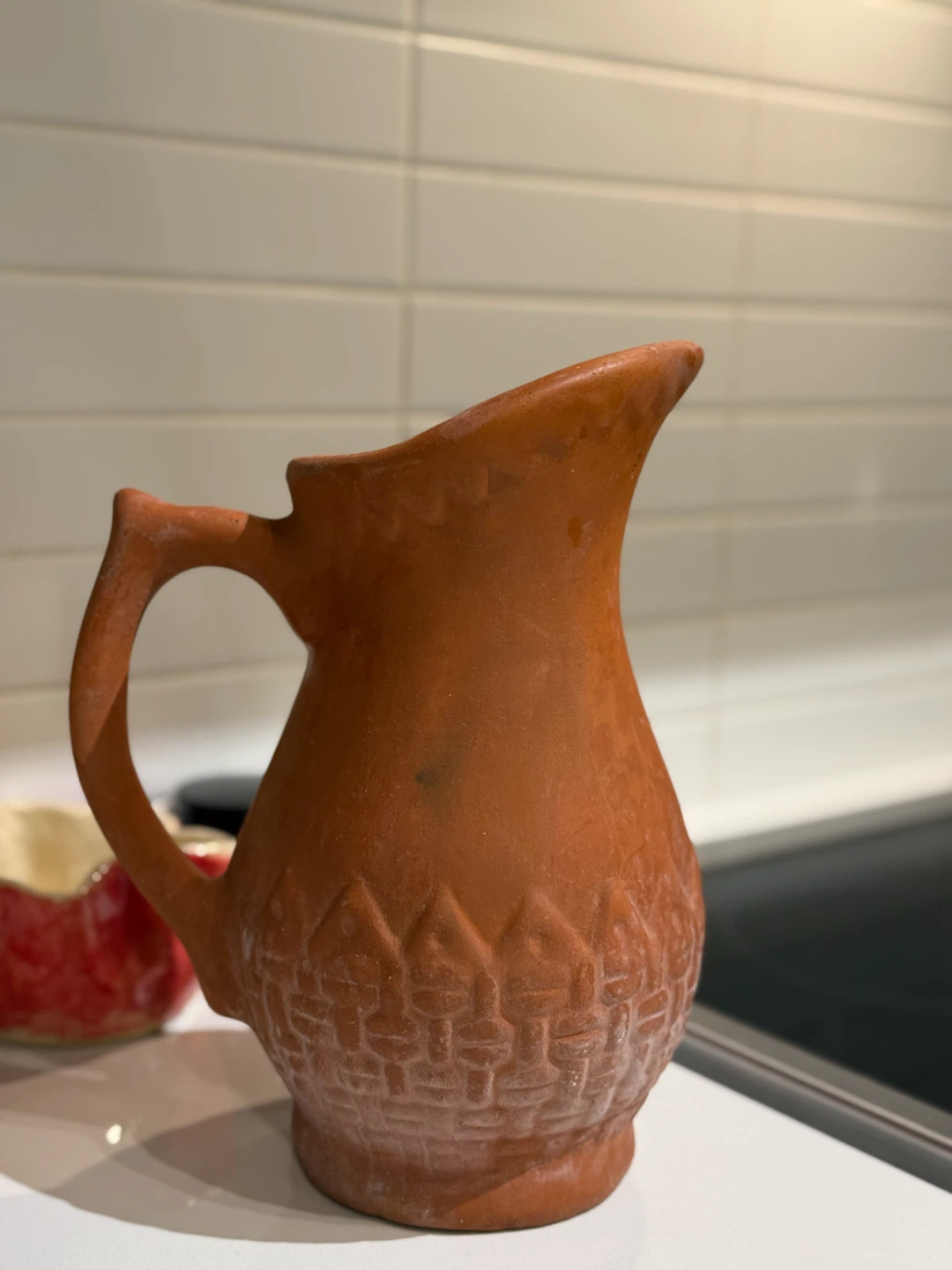 Terracotta Pitcher with Embossed Design - photo 3