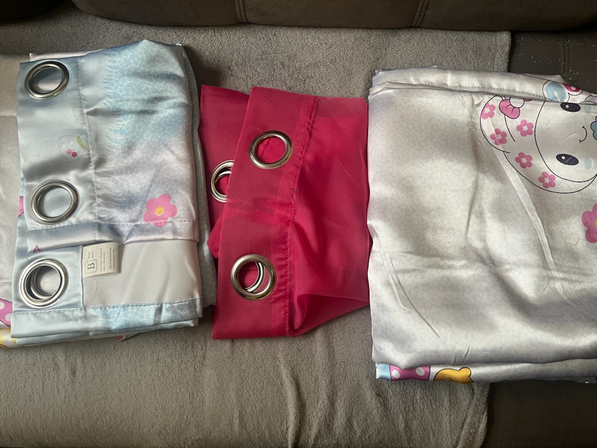 Character Print Curtains with Pink Sheer Overlay - photo 3