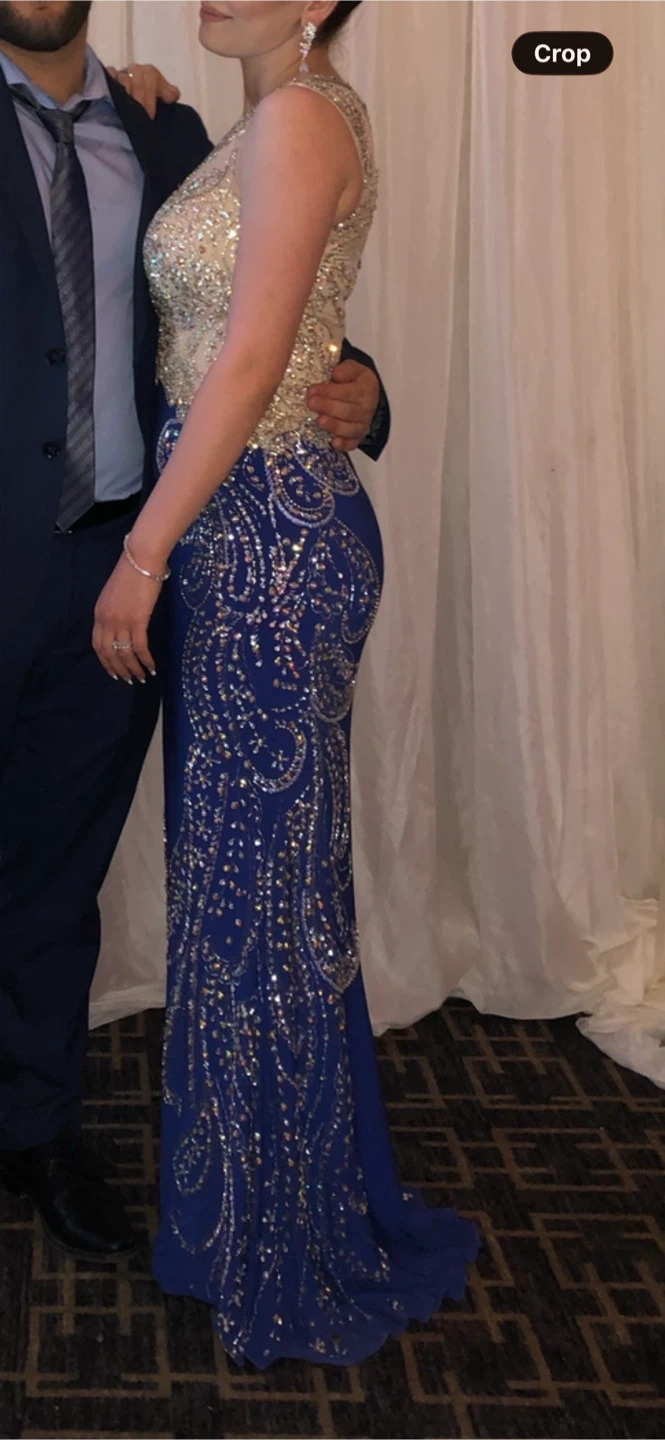 Embellished Royal Blue Evening Gown