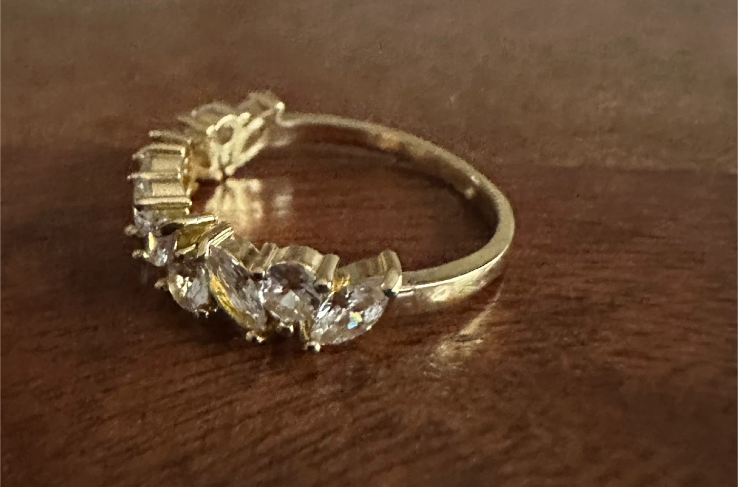 Gold-tone ring with clear stones - photo 2