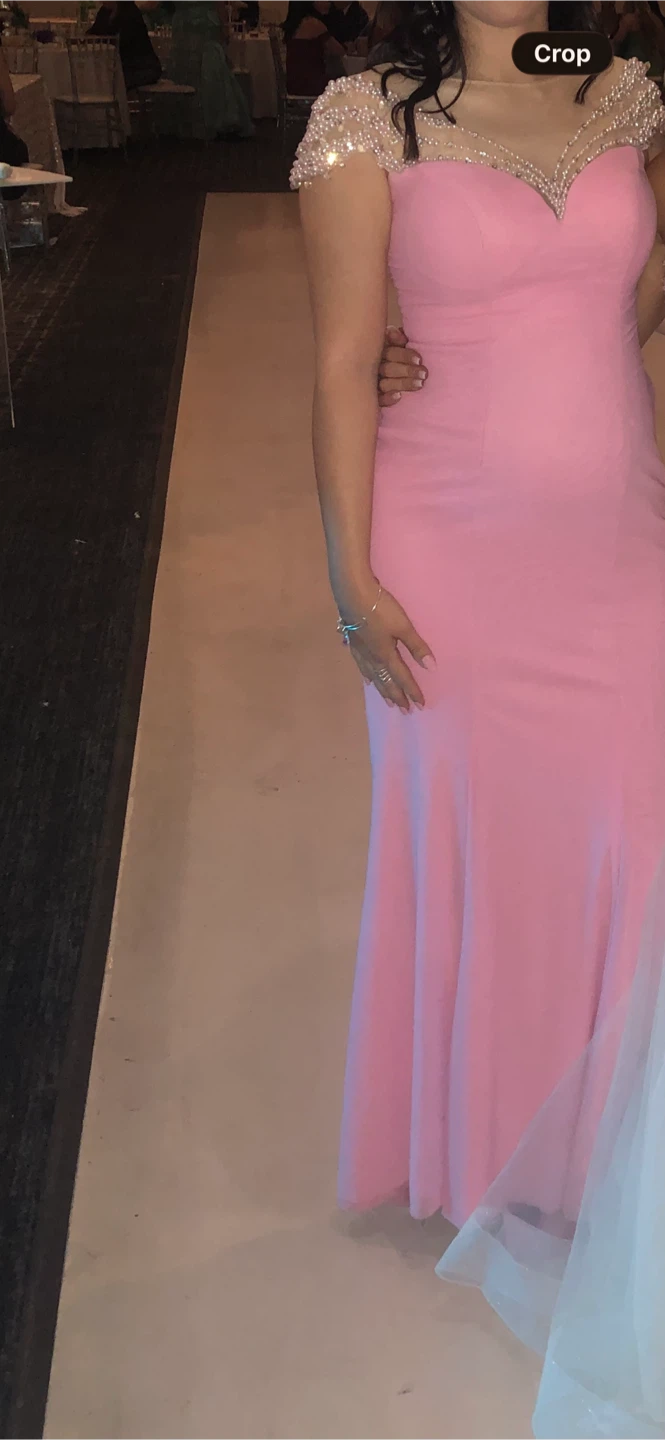 Pink Beaded Mermaid Prom Dress