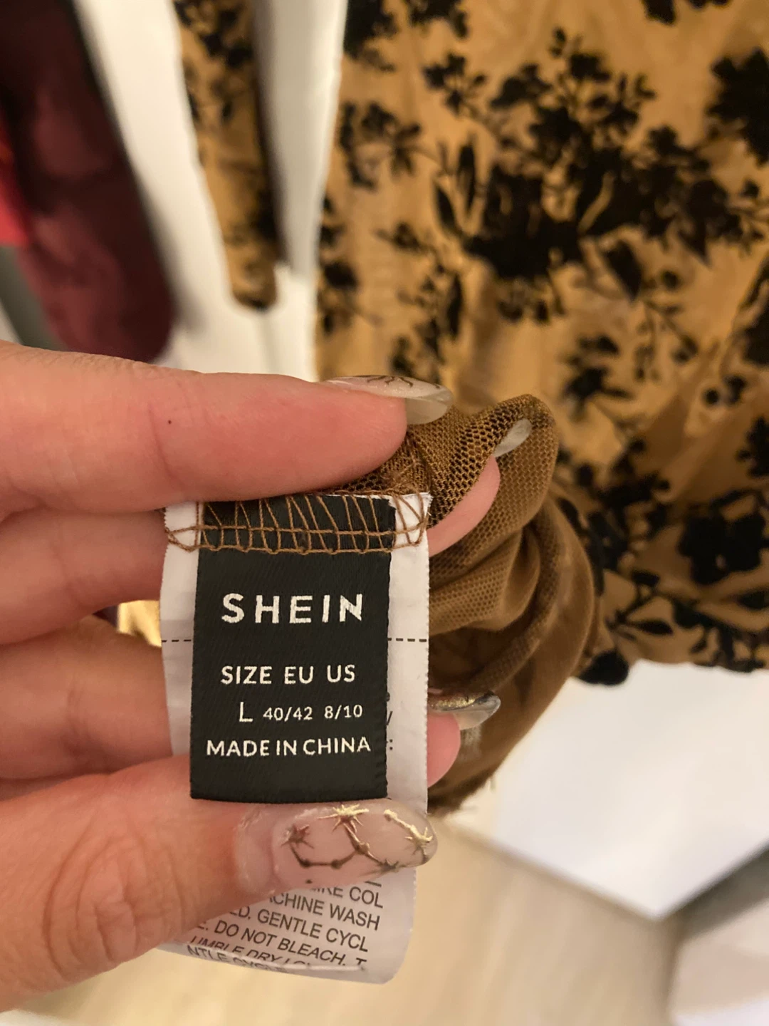 SHEIN Mesh Floral Long Sleeve Dress Size L - photo 4