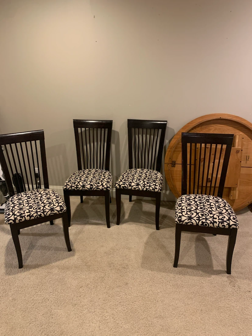 Set of 4 Black and White Patterned Dining Chairs