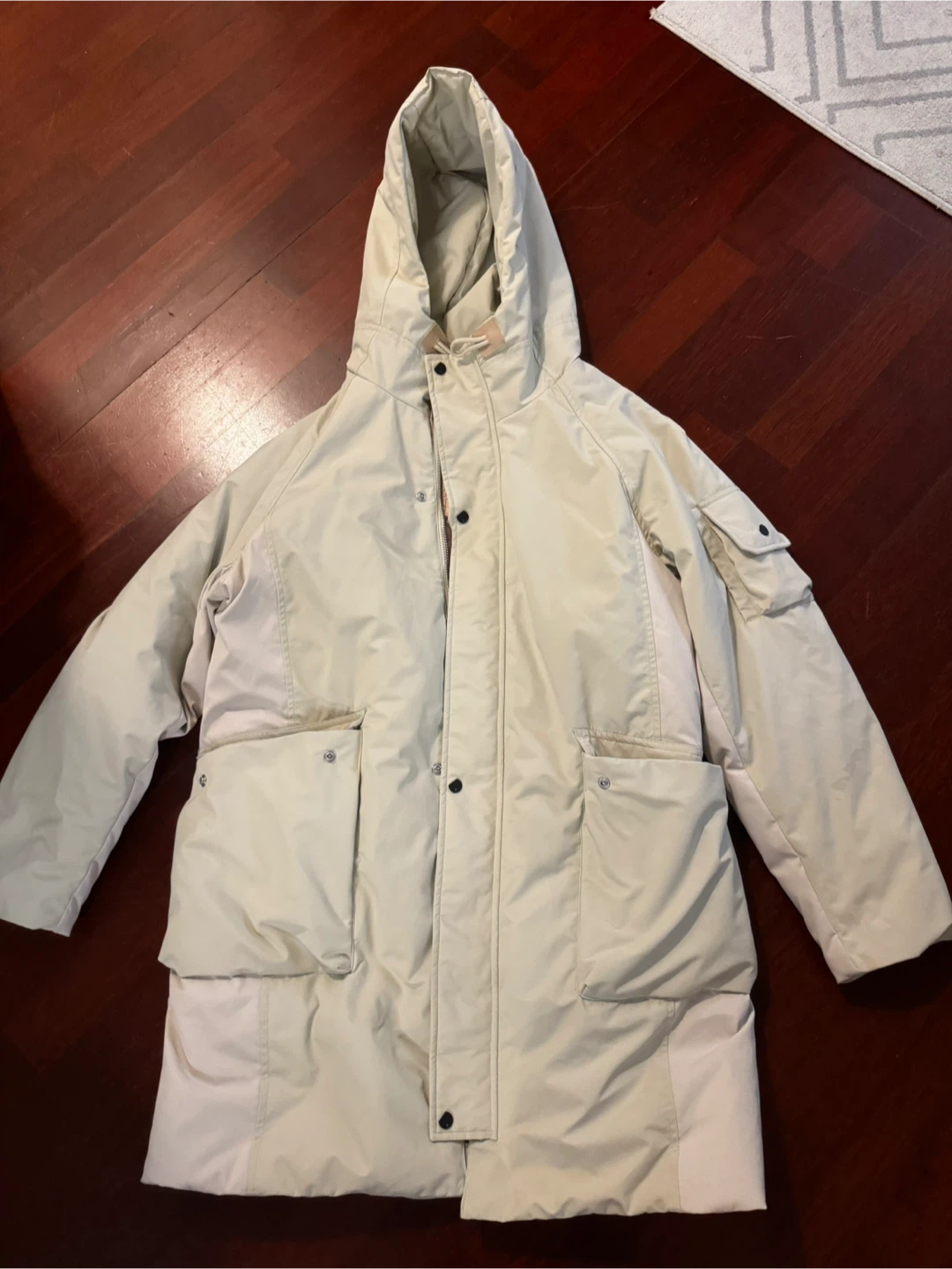 Cream Winter Parka with Map Interior Lining