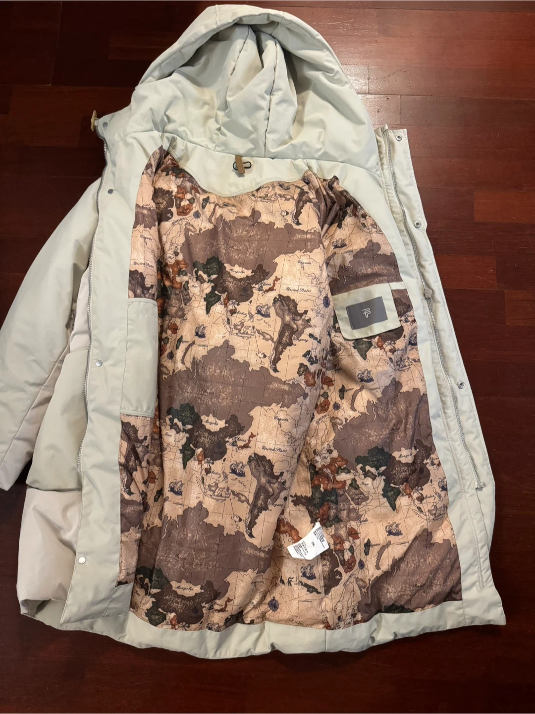 Cream Winter Parka with Map Interior Lining - photo 3