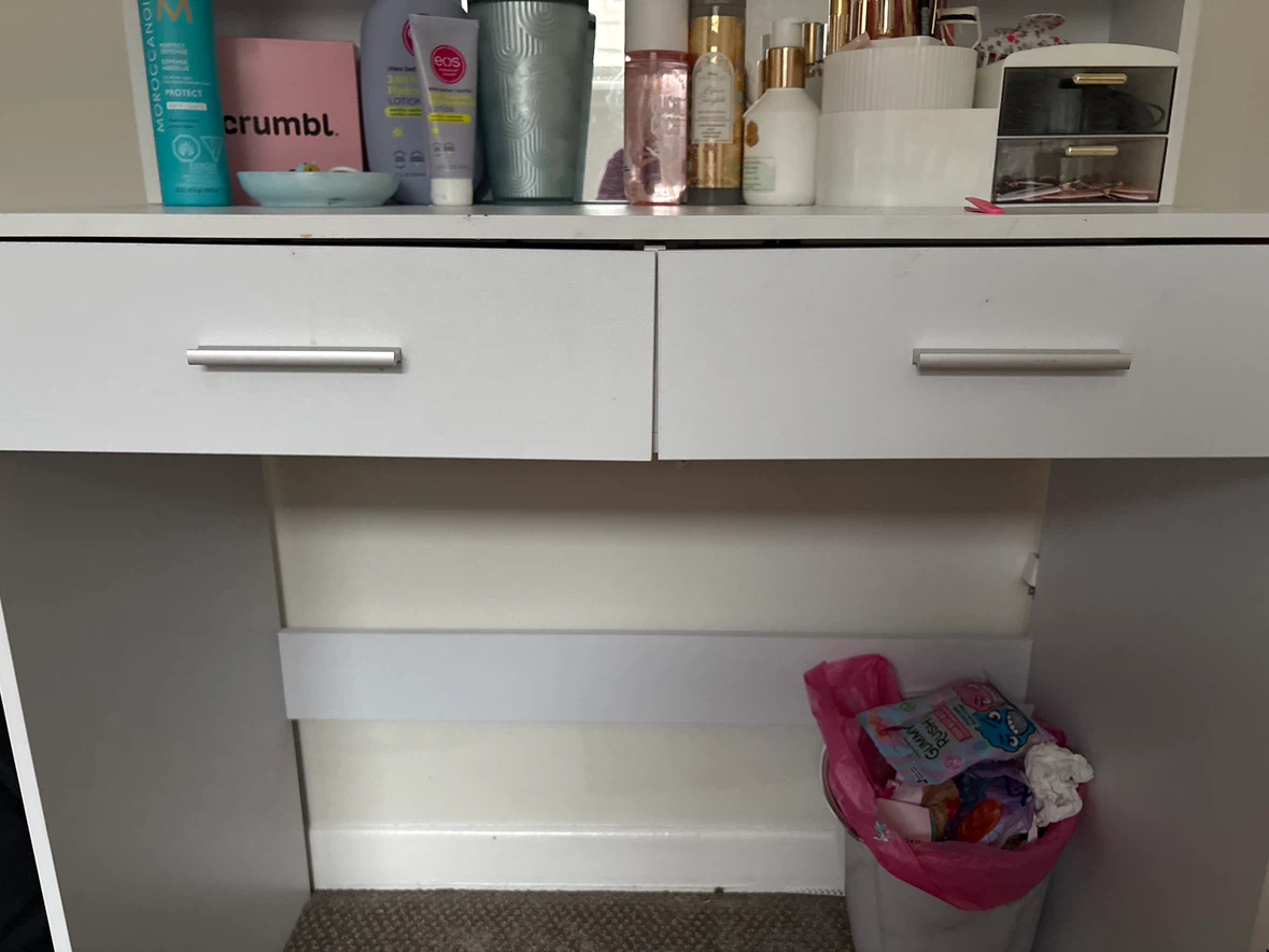 White Vanity Desk with Drawers and Lighted Mirror - photo 4