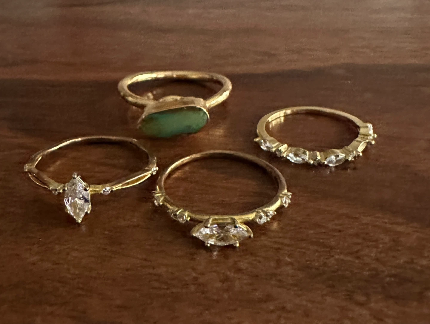 Set of 4 Gold-Tone Rings with Stones