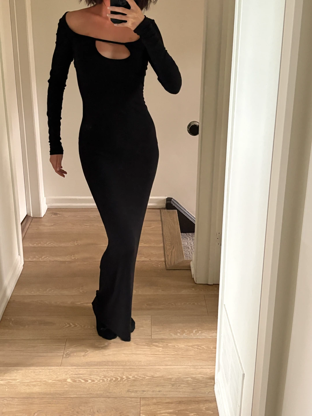 Black ribbed cut-out maxi dress - photo 2
