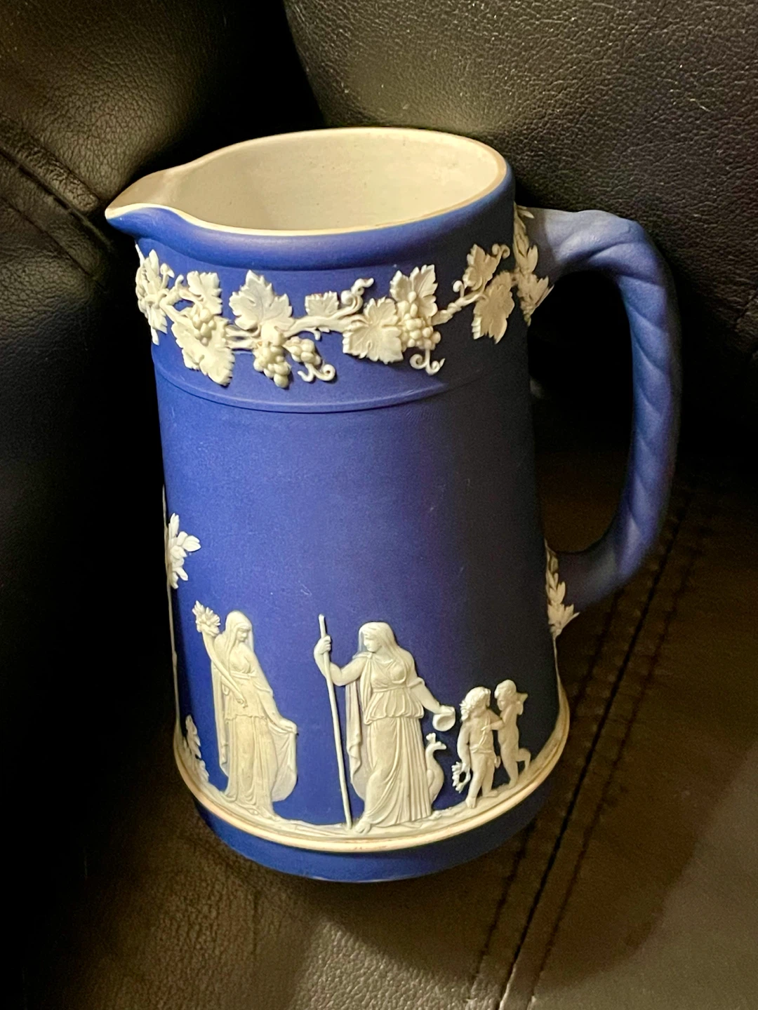 Antique Wedgwood Blue Jasperware Pitcher