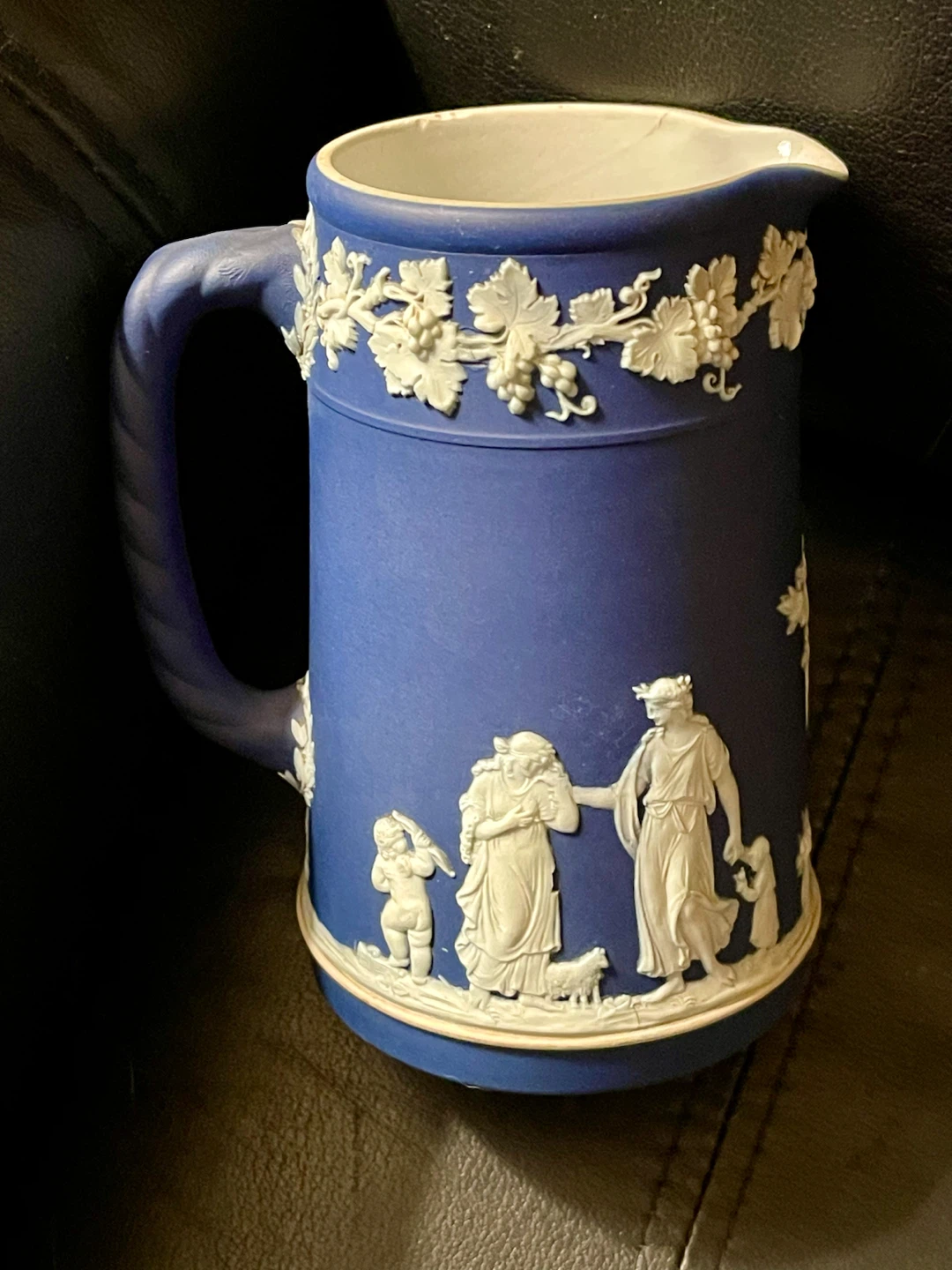 Antique Wedgwood Blue Jasperware Pitcher - photo 2