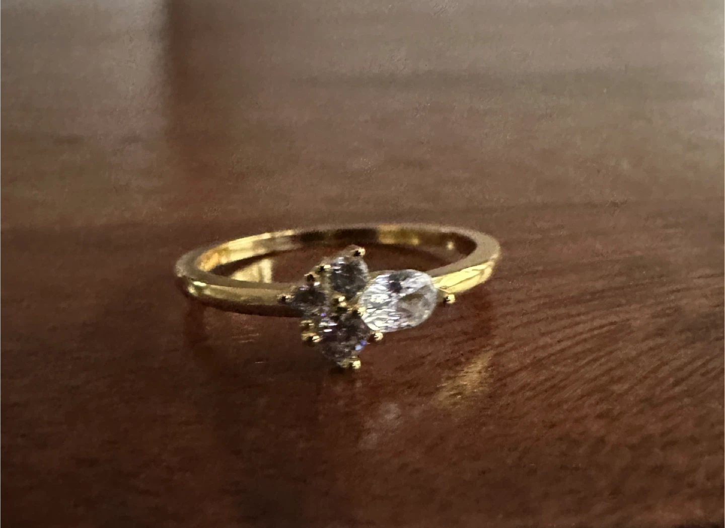 Gold-tone Ring with Clear Stones