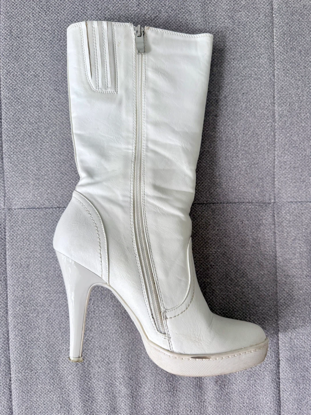 White Rhinestone Platform High Heel Boots Women’s 8.5 - photo 2