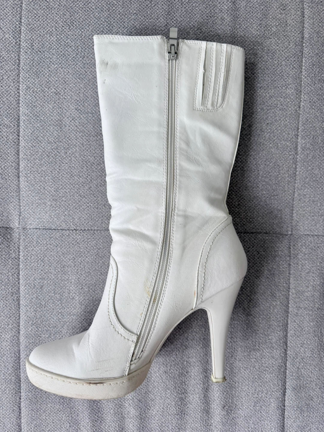 White Rhinestone Platform High Heel Boots Women’s 8.5 - photo 4