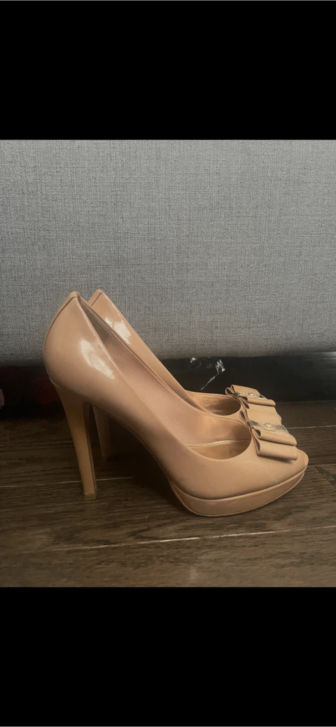 Coach Peep-Toe Heels with Bow