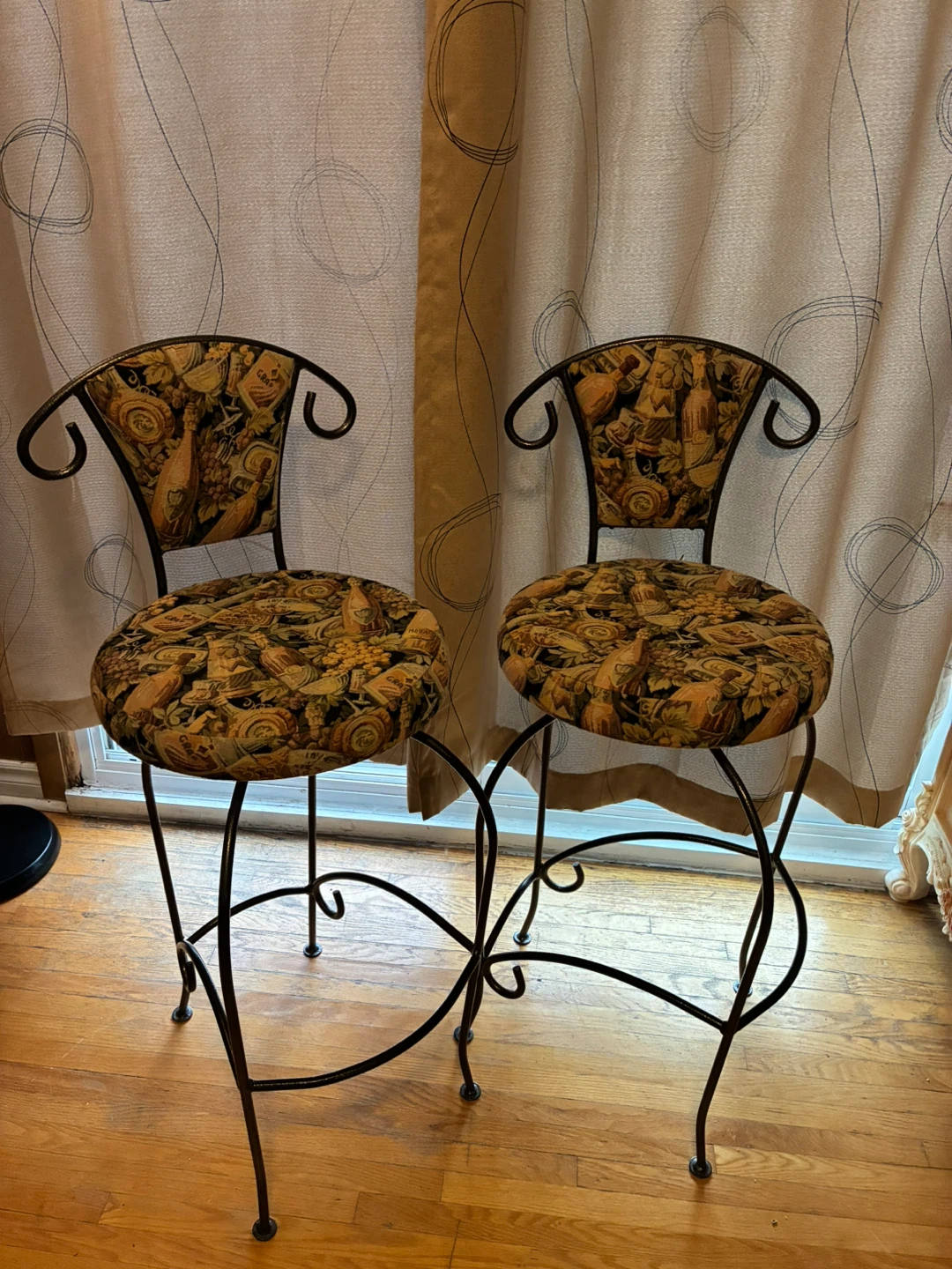 Set of 2 Wrought Iron Bar Stools – Wine / Tuscan Style - photo 3