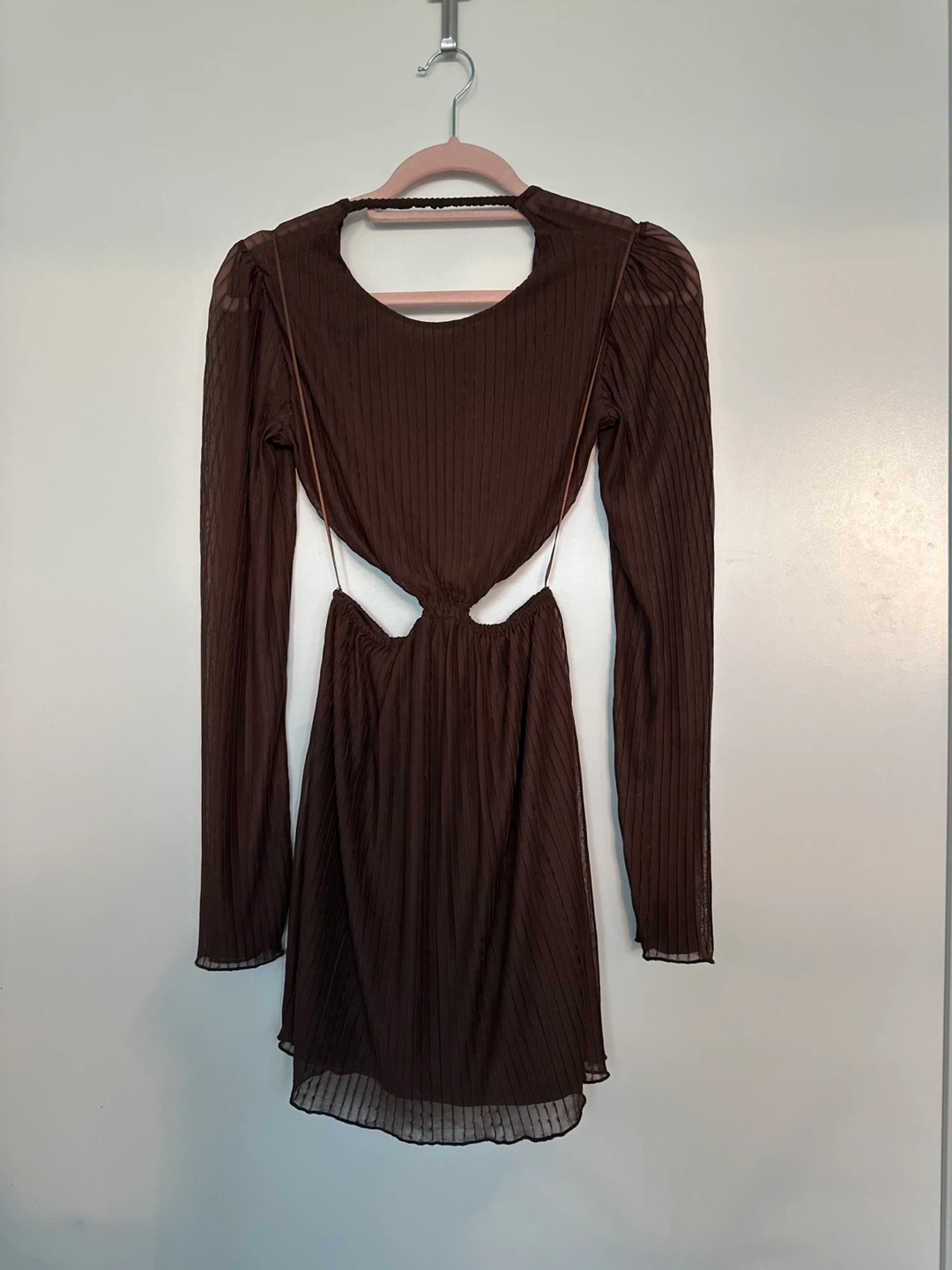 Zara Brown Cut-Out Mini Dress small